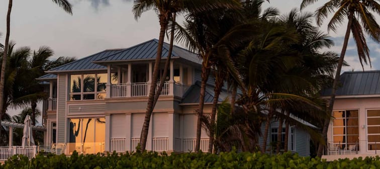 Home surrounded by palm trees