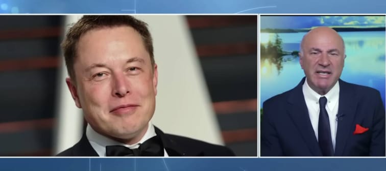 a screengrab of Kevin O'Leary and Elon Musk on Fox Business