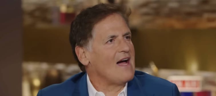 Mark Cuban speaking during an interview with Jon Stewart on the Daily Show.