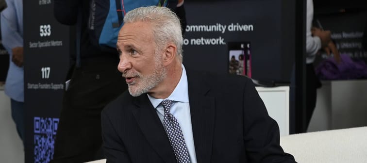 Peter Schiff is interviewed during the London Blockchain Conference at The Queen Elizabeth II Conference Centre on June 02, 2023 in London, England.